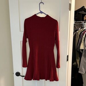 HALARA Burgundy Long Sleeve Dress